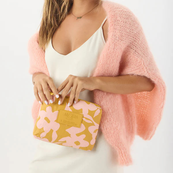 Aloha Collection Fall Flowers Small Pouch Hey Girl Hot Mustard
