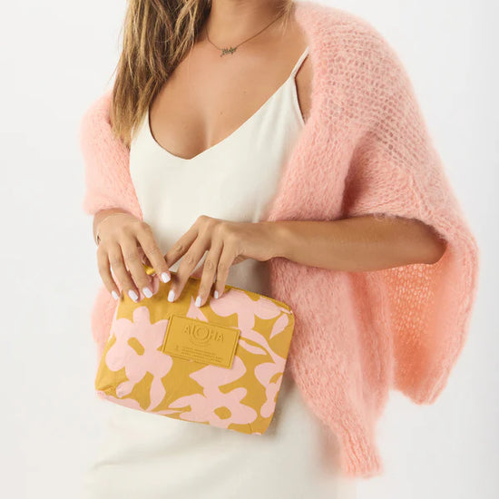 Aloha Collection Fall Flowers Small Pouch Hey Girl Hot Mustard