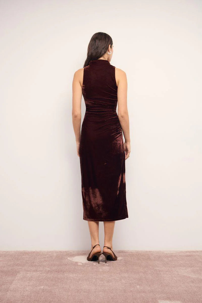 MINKPINK Sonja Midi Velvet Chocolate Dress