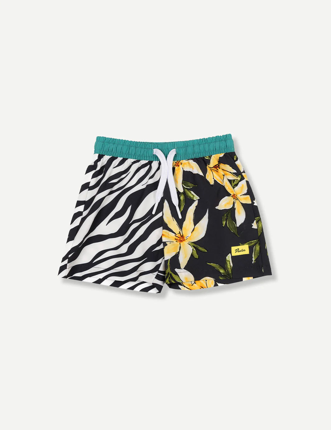 Duvin Flower Zebra Boys Swim Trunks