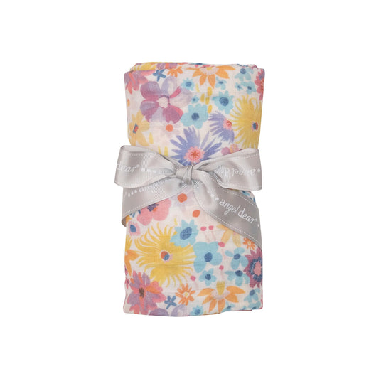 Load image into Gallery viewer, Bright Painty Floral Swaddle
