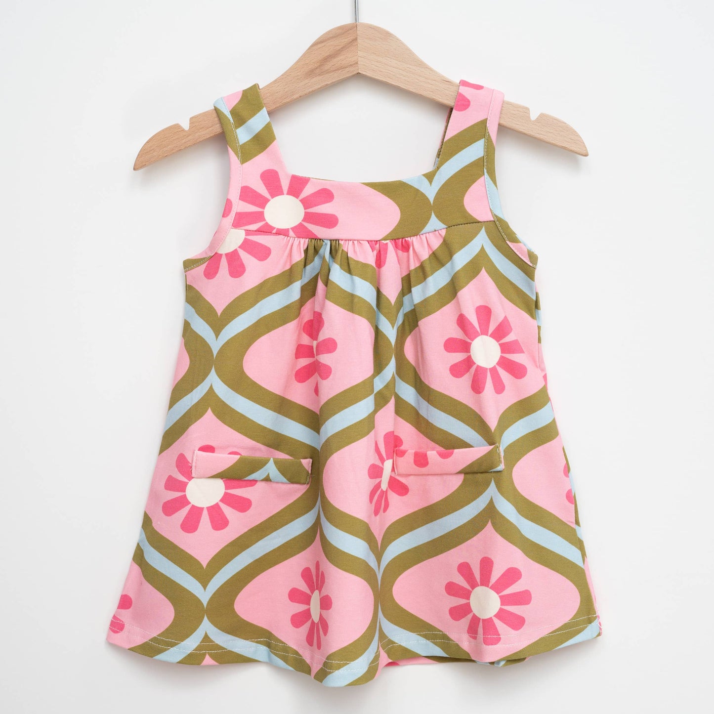 Pink Flower Pinafore pChristmas Baby and Little Girl Dress