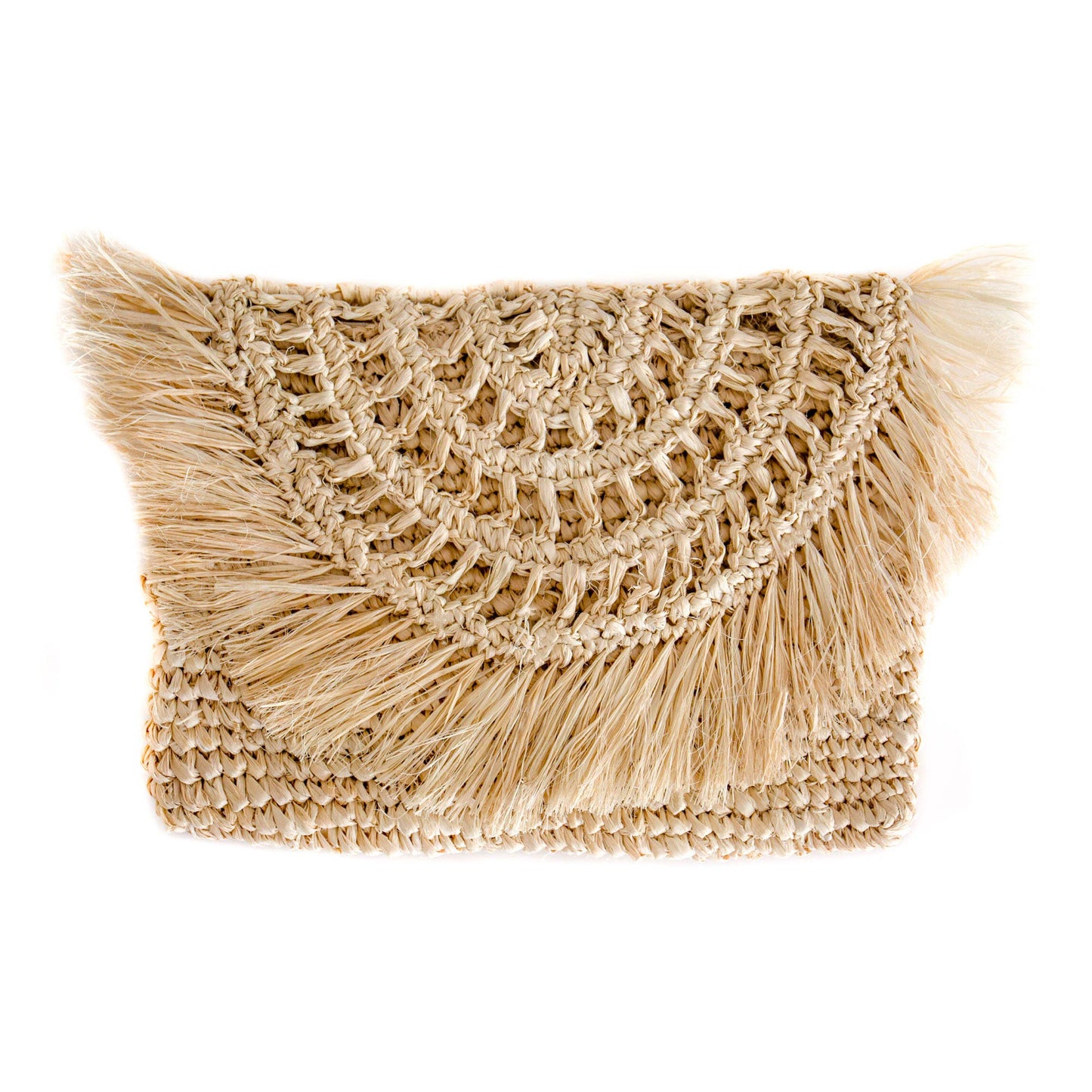 Load image into Gallery viewer, Straw Grass Raffia Clutch with Fringe
