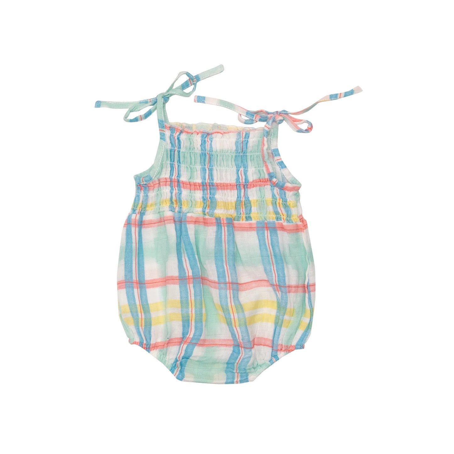 Load image into Gallery viewer, Beach Plaid Tie Strap Smocked Bubble
