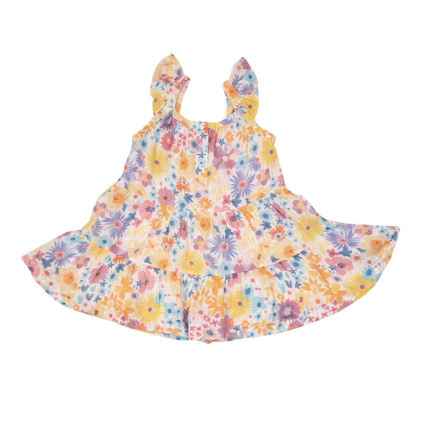 Painty Bright Floral Twirly Sundress & Diaper Cover