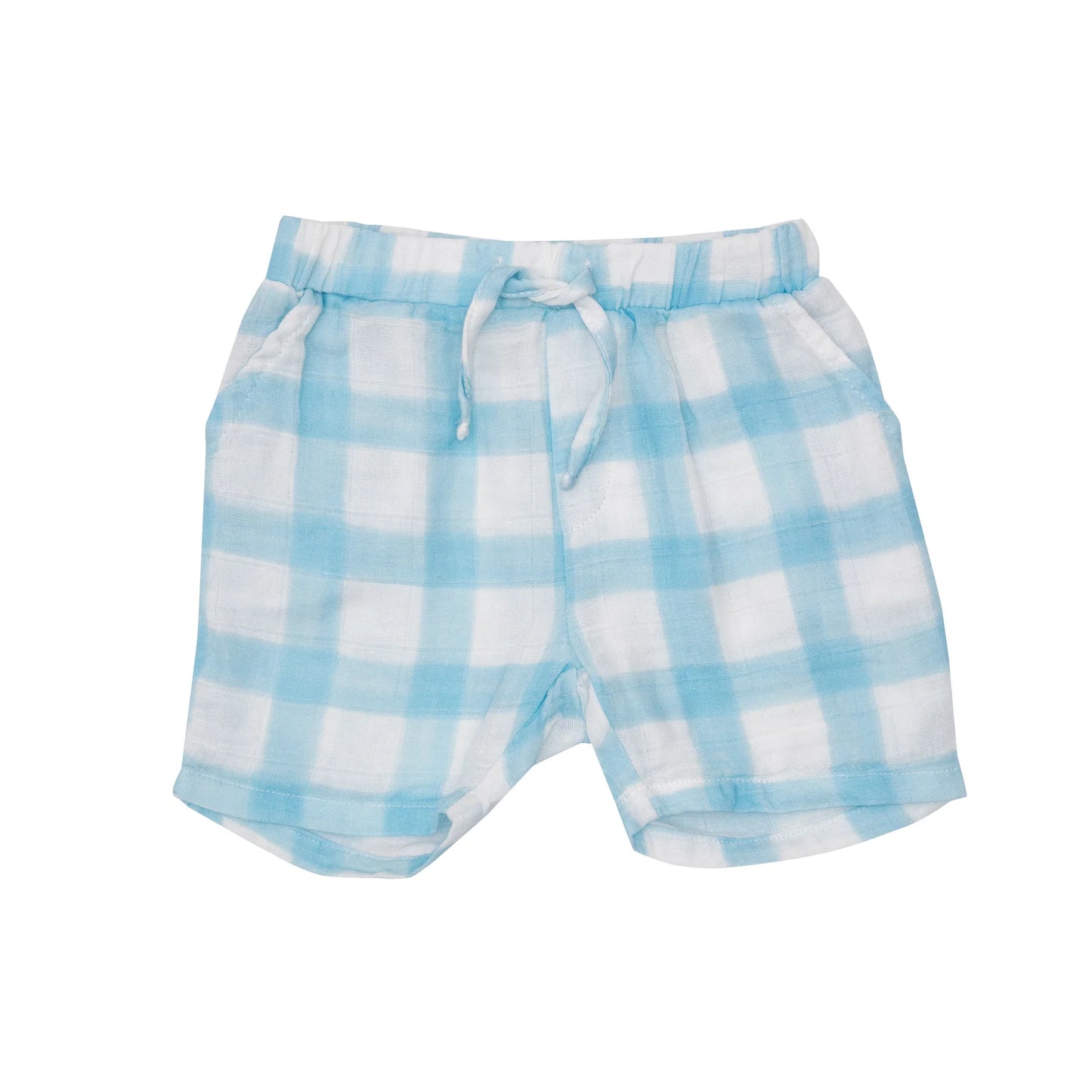 Painted Gingham Blue Muslin Shorts