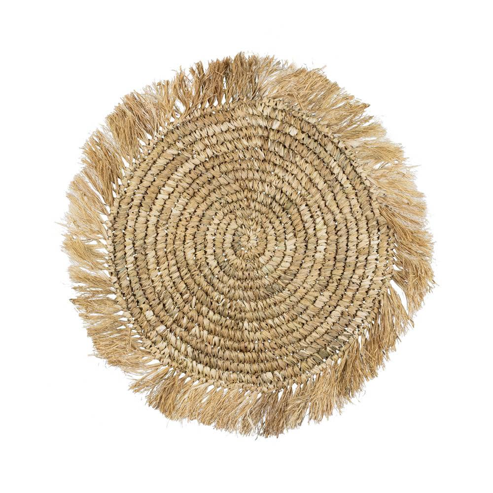 Load image into Gallery viewer, Straw Grass Placemats with Fringe - Brown Boho Woven Wicker
