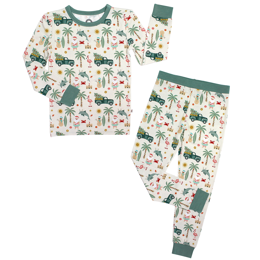 Load image into Gallery viewer, 10-12Y Coastal Christmas Bamboo Long Sleeve Kids Pajama Set Emerson and Friends
