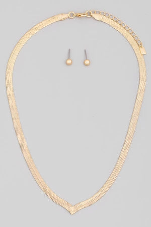 Snake Gold Necklace with Stud Earrings