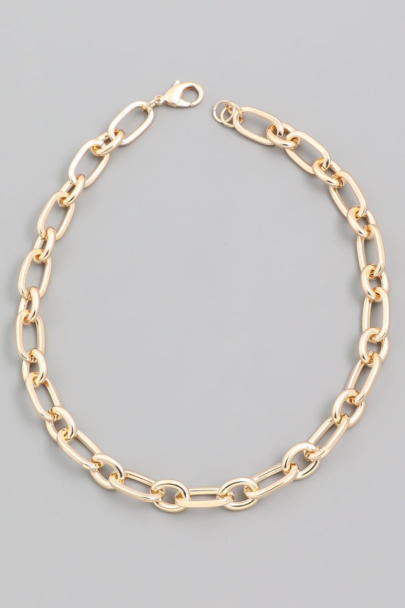 Metallic Chain Link Choker Necklace