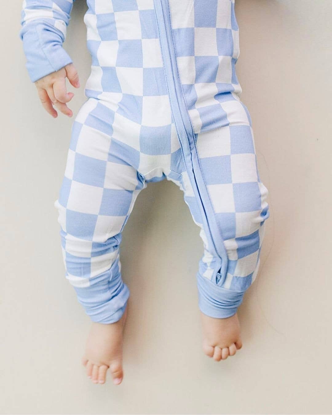 Load image into Gallery viewer, Bamboo Zip Romper | Blue Checkered

