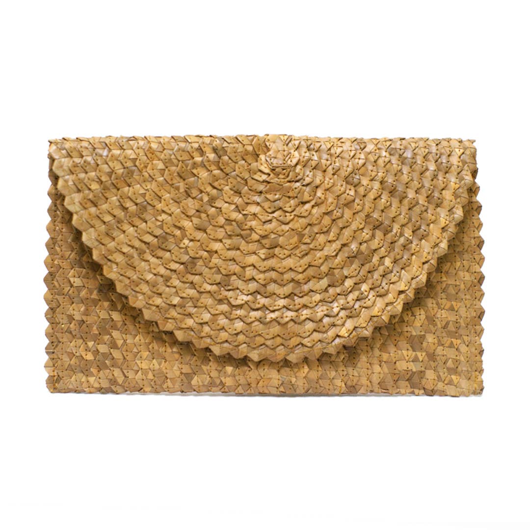 Load image into Gallery viewer, Straw Clutch Purse Brown - Summer Beach Bag Envelope Wallet
