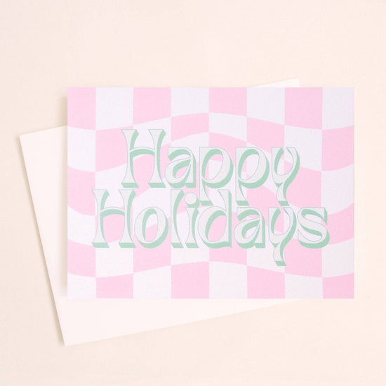 Happy Holidays Check Pink Card