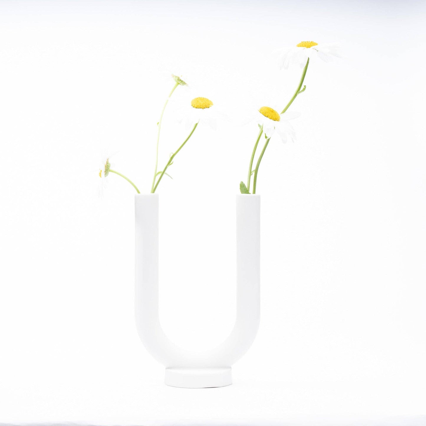 U shaped flower vase • white ceramic