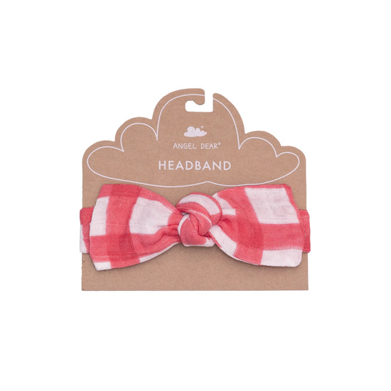 Headband Painted Gingham Red